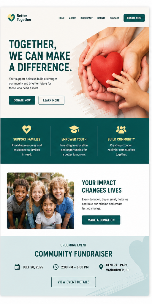 Sample landing page website layout